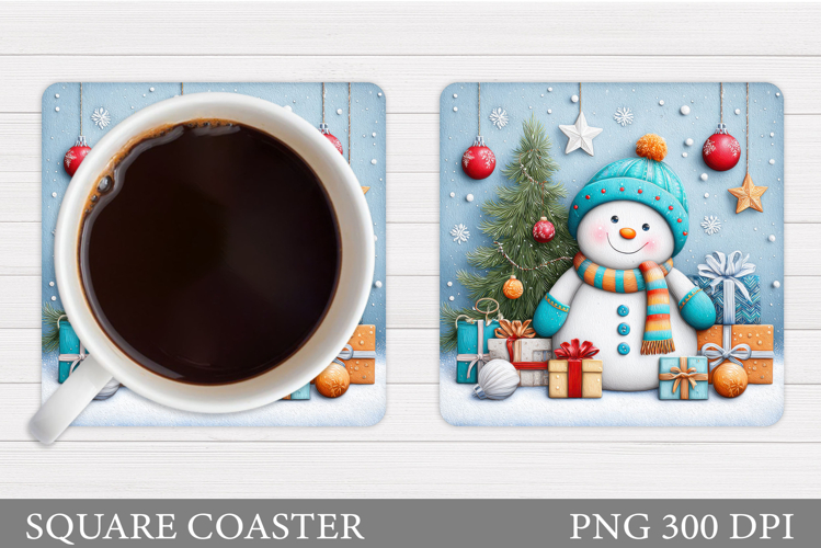 Cute Snowman Coaster Design. Christmas Coaster Sublimation