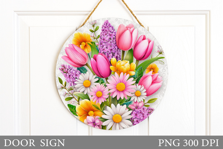 Flowers Door Sign Design. Floral Door Sign Sublimation