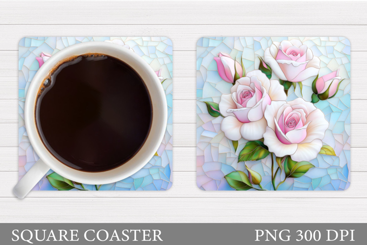 Roses Coaster Sublimation. Flowers Coaster Design