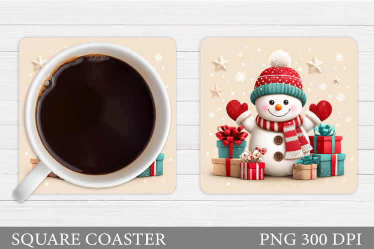 Cute Snowman Coaster Design. Christmas Coaster Sublimation