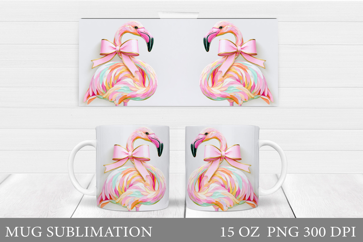 Flamingo Mug Wrap Design. Flamingo Mug Sublimation