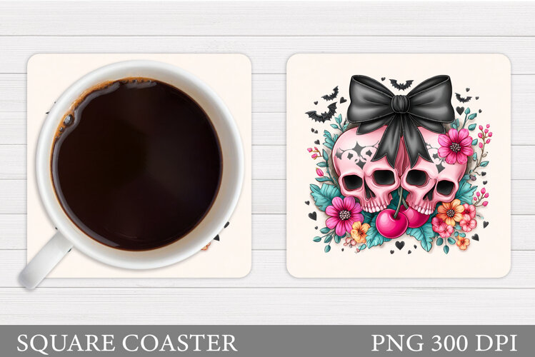 Skull Coaster Design. Halloween Coaster Sublimation example image 1