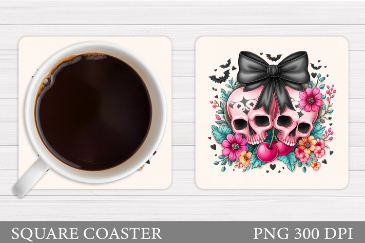 Skull Coaster Design. Halloween Coaster Sublimation