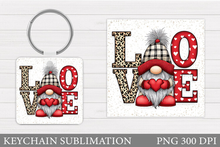Valentines Gnome Keychain. Valentines Keychain Design example image 1