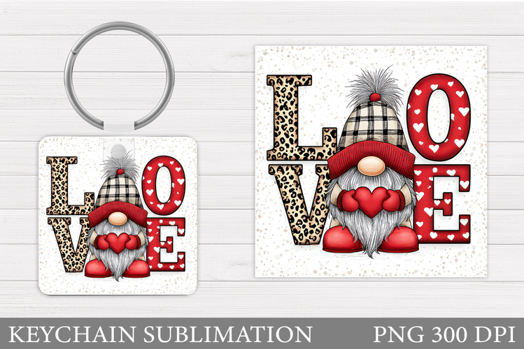 Valentines Gnome Keychain. Valentines Keychain Design