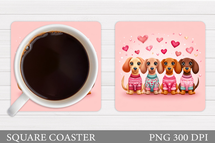 Valentines Dachshund Coaster. Valentines Dog Coaster Design