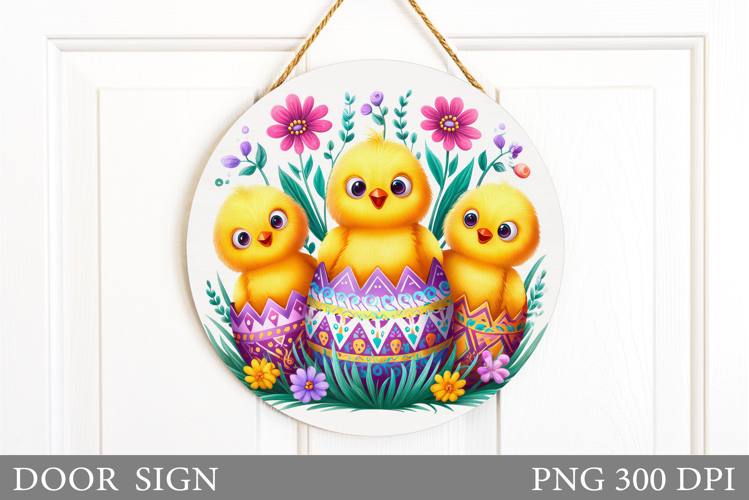 Easter Chick Door Sign Design. Easter Door Sign Sublimation