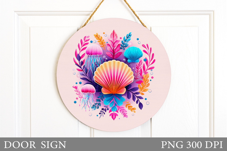 Seashell Door Sign Sublimation. Summer Door Sign Design