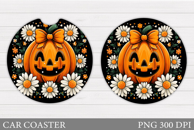 Halloween Pumpkin Coaster Design. Halloween Car Coaster example image 1