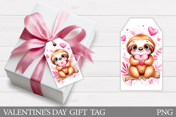 Valentines Sloth Gift Tag. Valentines Gift Tag Design