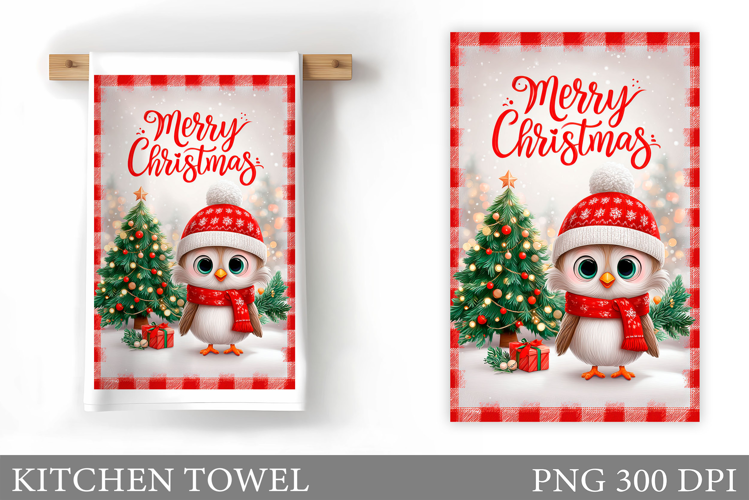 Christmas Owl Kitchen Towel. Christmas Owl Kitchen Towel