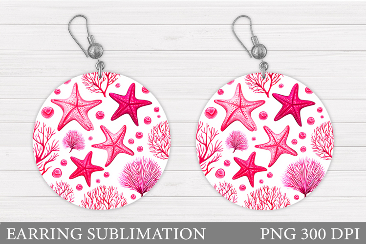 Starfish Earring Sublimation. Seashell Earring Design