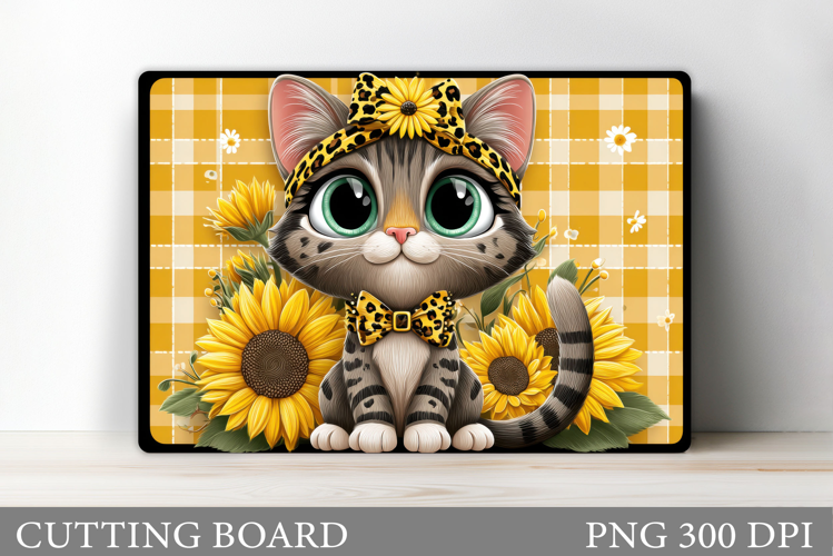 Cute Cat Cutting Board. Cat Flowers Cutting Board Design
