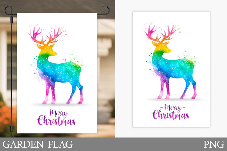 Christmas Deer Garden Flag. Christmas Garden Flag Design