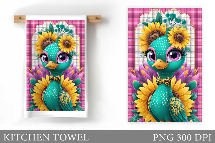 Cute Peacock Kitchen Towel. Peacock Sublimation example image 1
