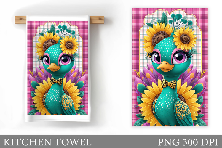 Cute Peacock Kitchen Towel. Peacock Sublimation