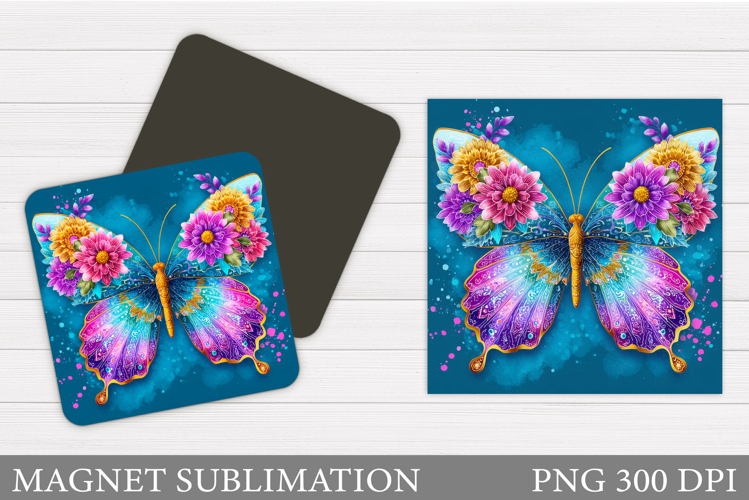 Butterfly Flowers Sublimation. Butterfly Magnet Sublimation