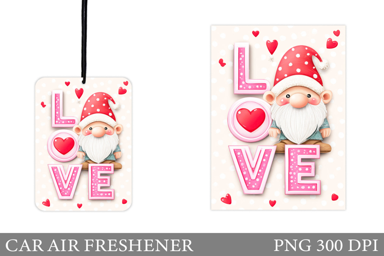 Cute Gnome Car Air Freshener. Valentines Car Air Freshener