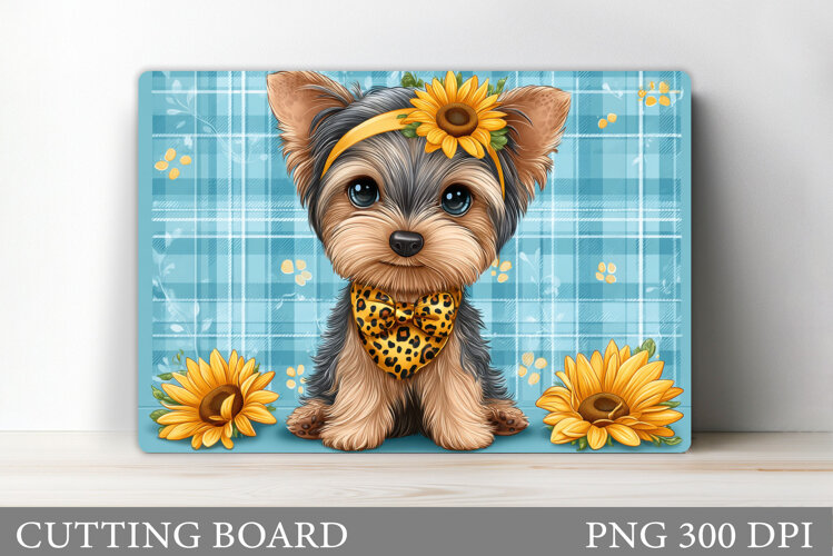 Cute Dog Cutting Board Design. Dog Flowers Cutting Board example image 1