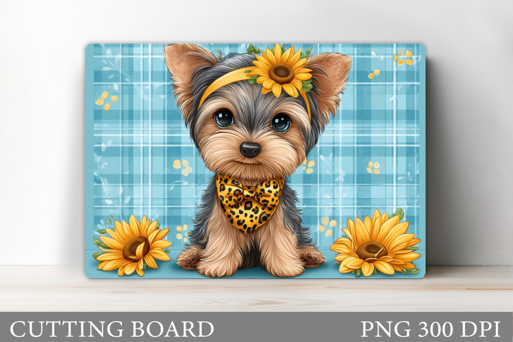 Cute Dog Cutting Board Design. Dog Flowers Cutting Board