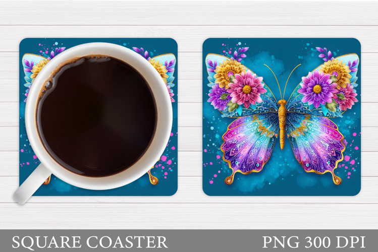 Butterfly Coaster Sublimation. Butterfly Coaster Design
