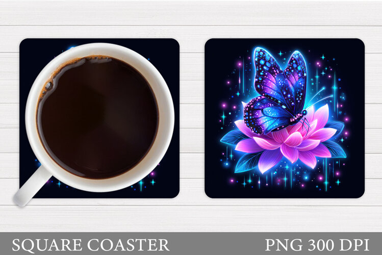 Butterfly Coaster Sublimation. Butterfly Coaster Design example image 1