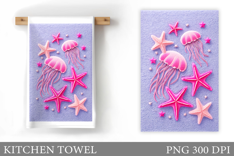 Jellyfish Kitchen Towel Design. Jellyfish Sublimation