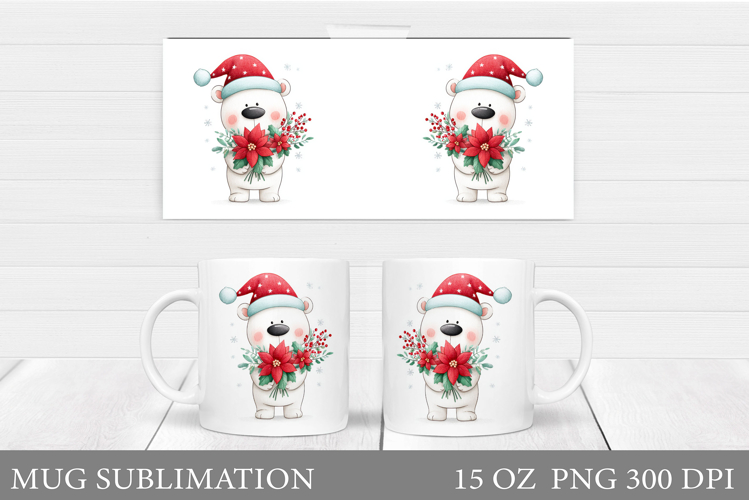 Polar Bear Mug Design. Christmas Mug Sublimation