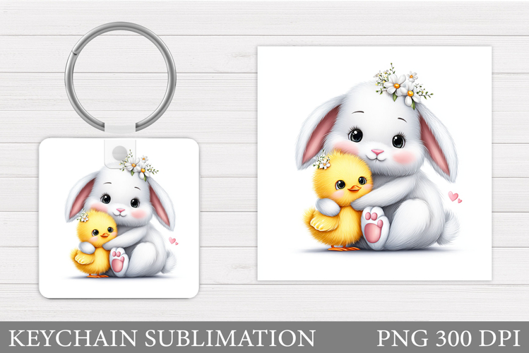 Cute Bunny Keychain Design. Cute Chick Keychain Sublimation