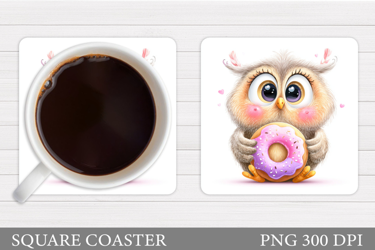 Cute Owl Coaster Design. Valentines Owl Coaster Sublimation
