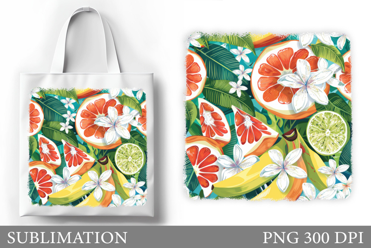 Tropical Fruits Sublimation. Fruits Tote Bag Design