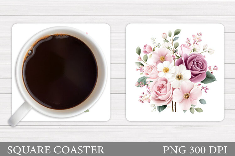 Roses Coaster Sublimation. Flowers Coaster Design example image 1