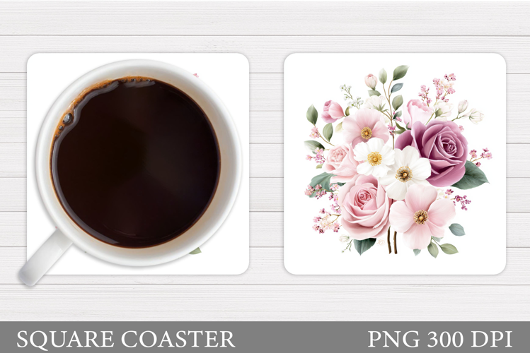 Roses Coaster Sublimation. Flowers Coaster Design