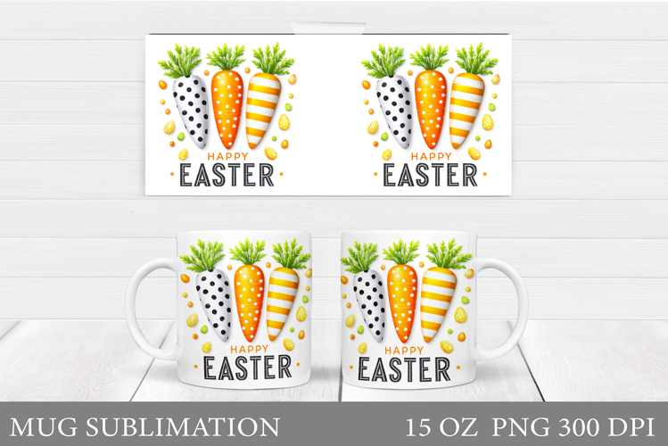Carrot Mug Sublimation. Easter Mug Wrap Design