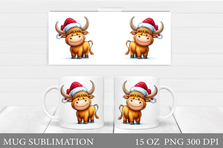 Christmas Cow Mug Design. Christmas Mug Sublimation