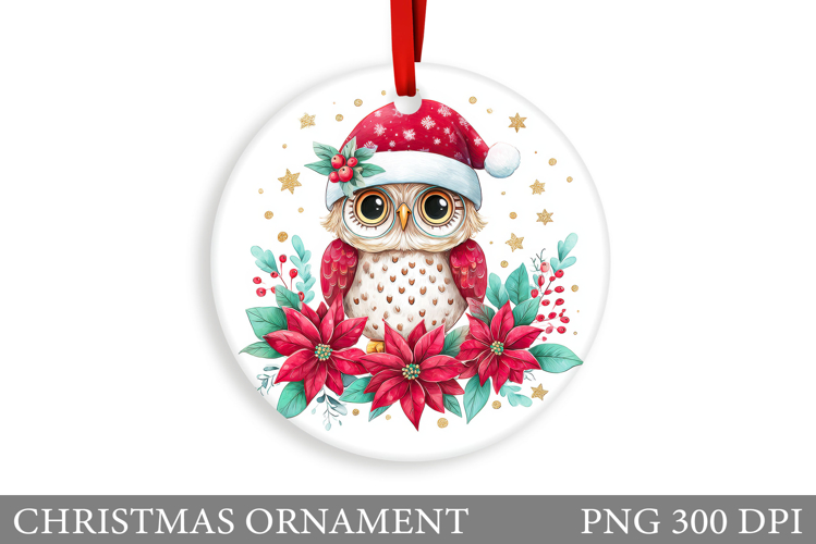 Cute Owl Christmas Ornament. Christmas Ornament Sublimation
