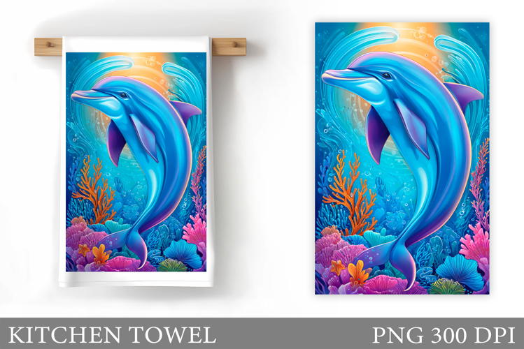 Dolphin Kitchen Towel. Sea Kitchen Towel Design