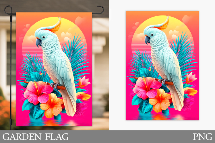 Parrot Garden Flag Design. Bird Garden Flag Sublimation