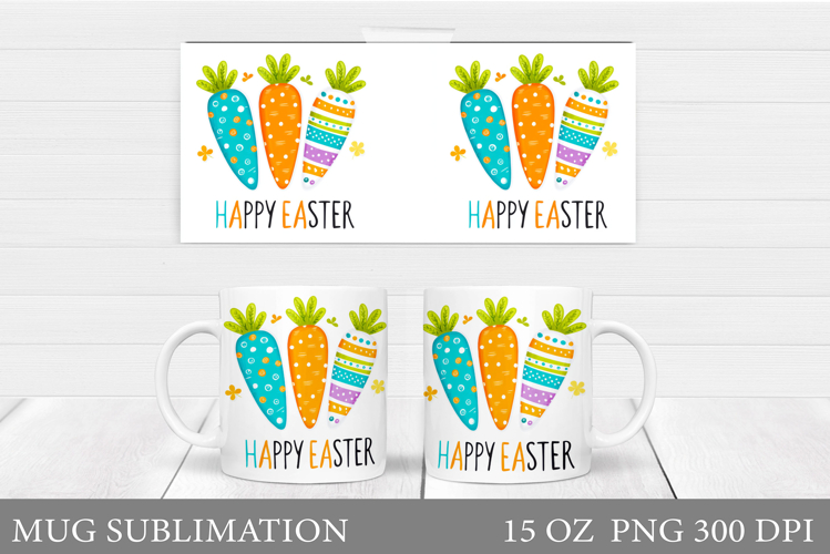 Carrot Mug Sublimation. Easter Mug Wrap Design