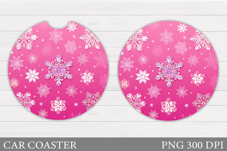 Snowflakes Car Coaster Design. Snowflakes Round Coaster