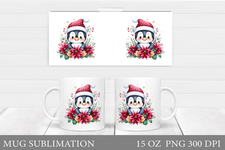 Christmas Penguin Mug Sublimation. Christmas Mug Design