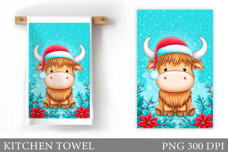Christmas Cow Kitchen Towel Design. Christmas Kitchen Towel