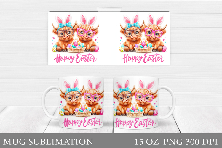 Easter Cow Mug Sublimation. Easter Mug Design