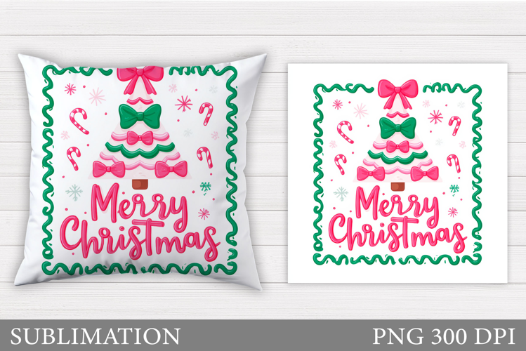 Merry Christmas Pillow Design. Christmas Pillow Sublimation