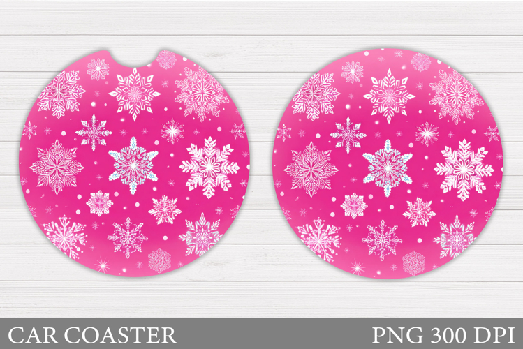 Snowflakes Car Coaster Design. Christmas Car Coaster