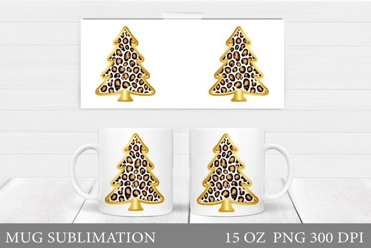 Leopard Christmas Tree Mug. Christmas Tree Mug Sublimation