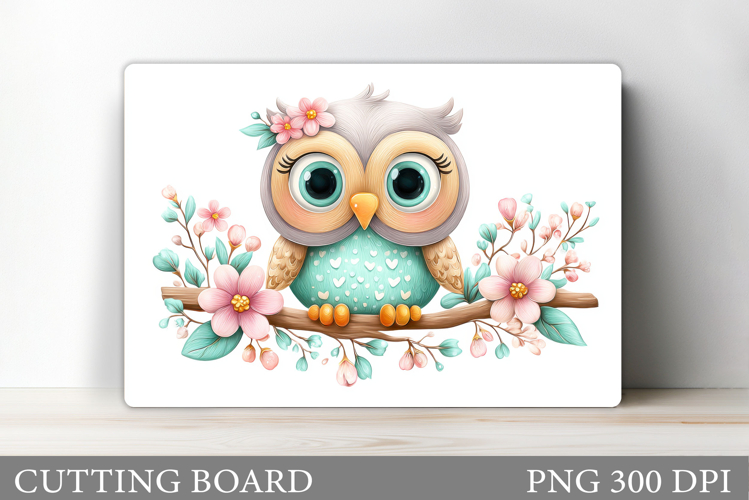 Cute Owl Cutting Board. Owl Flowers Kitchen Cutting Board