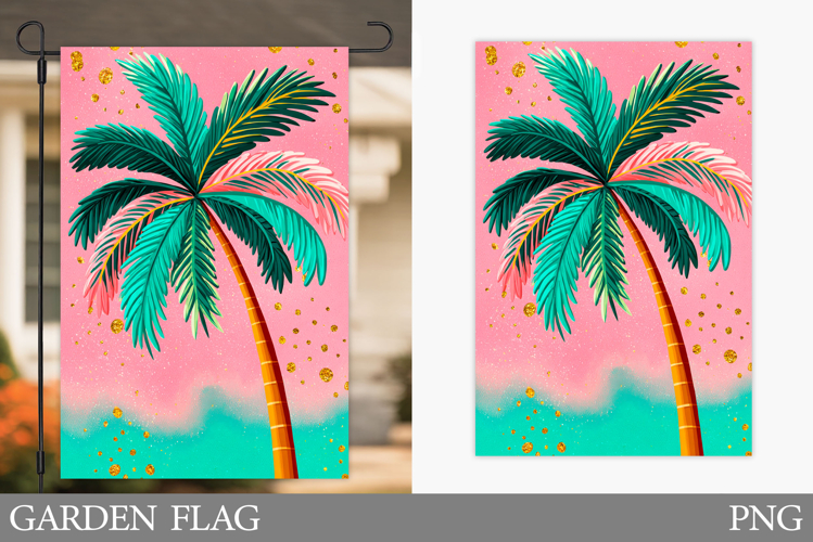 Palm Tree Garden Flag Design. Summer Garden Flag Sublimation