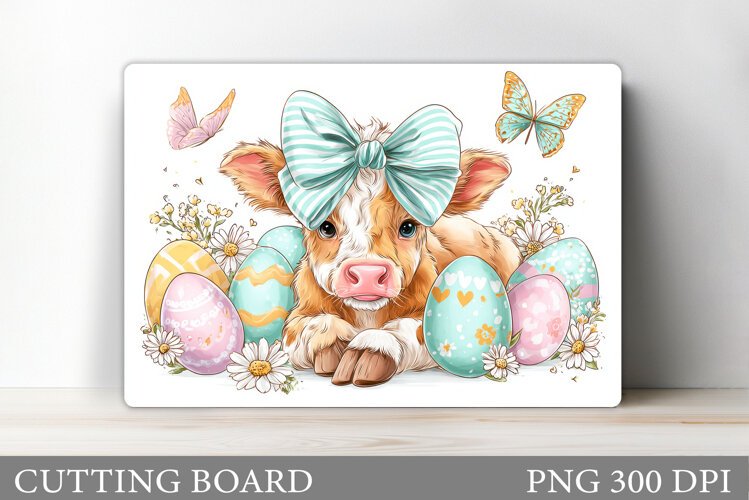 Easter Cow Cutting Board. Easter Cutting Board Sublimation example image 1