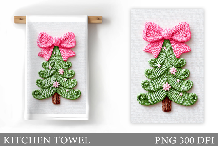 Crochet Christmas Tree Kitchen Towel Sublimation